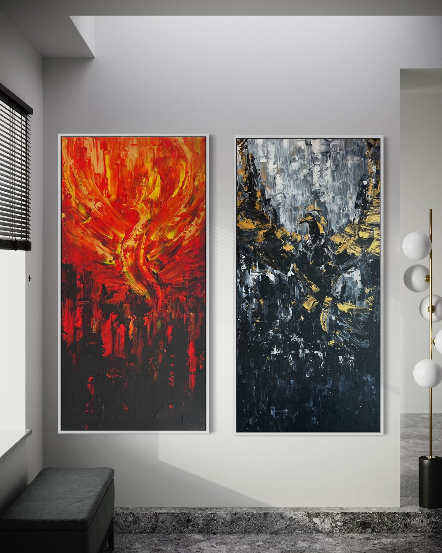 The Phoenix Rising & The Eagle - PAIR - Canvas Prints XL (78"x38")